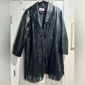 Vintage Venezia women’s fringe leather coat 20W in excellent condition